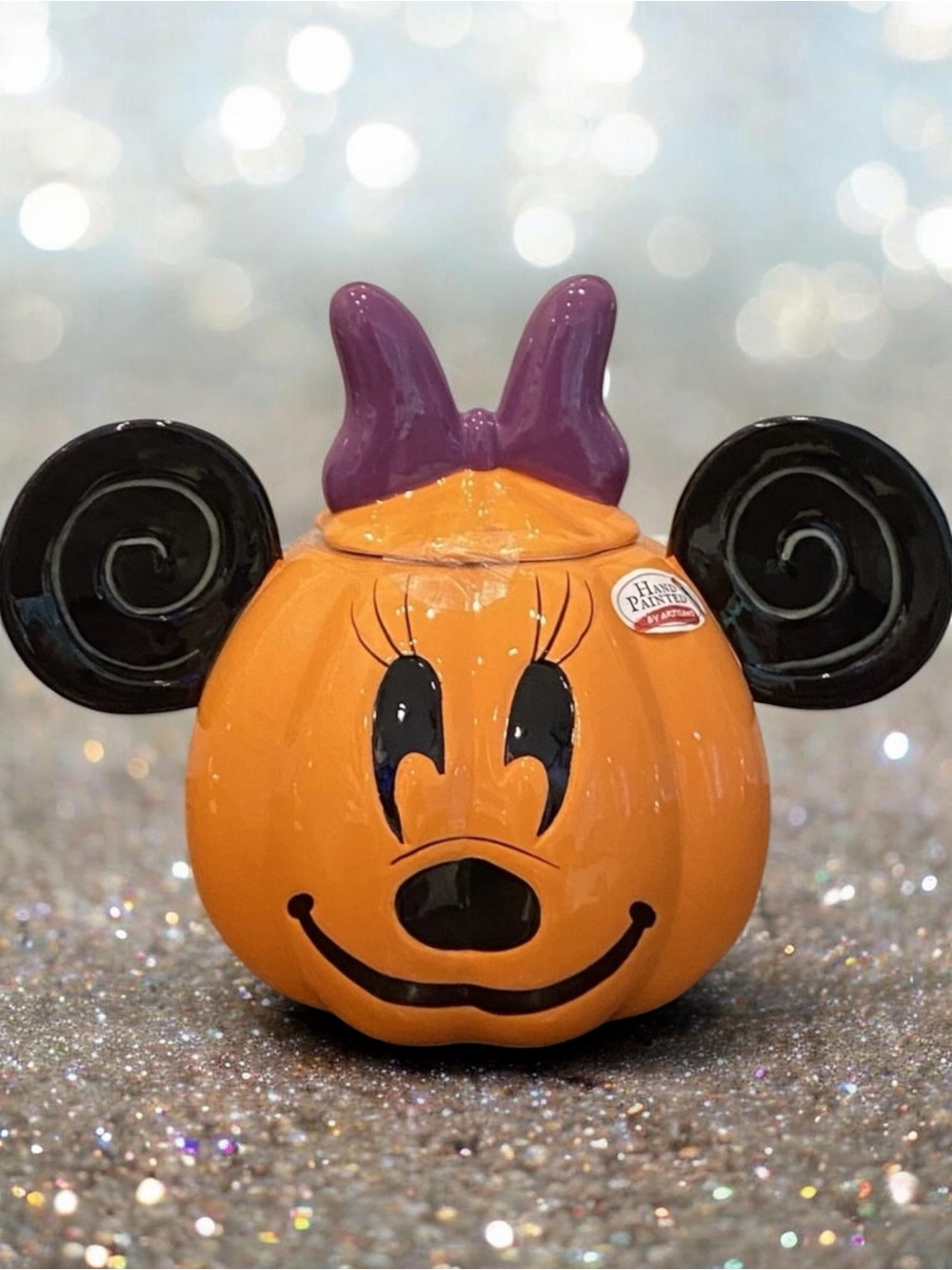 Disney Minnie Mouse Halloween Pumpkin Cookie Jar Canister NEW